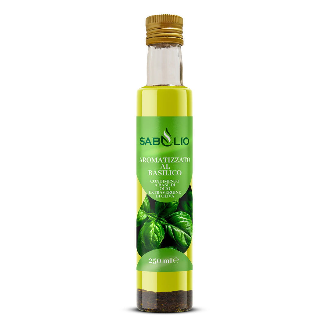 Olio extra vergine di oliva aromatizzato al basilico