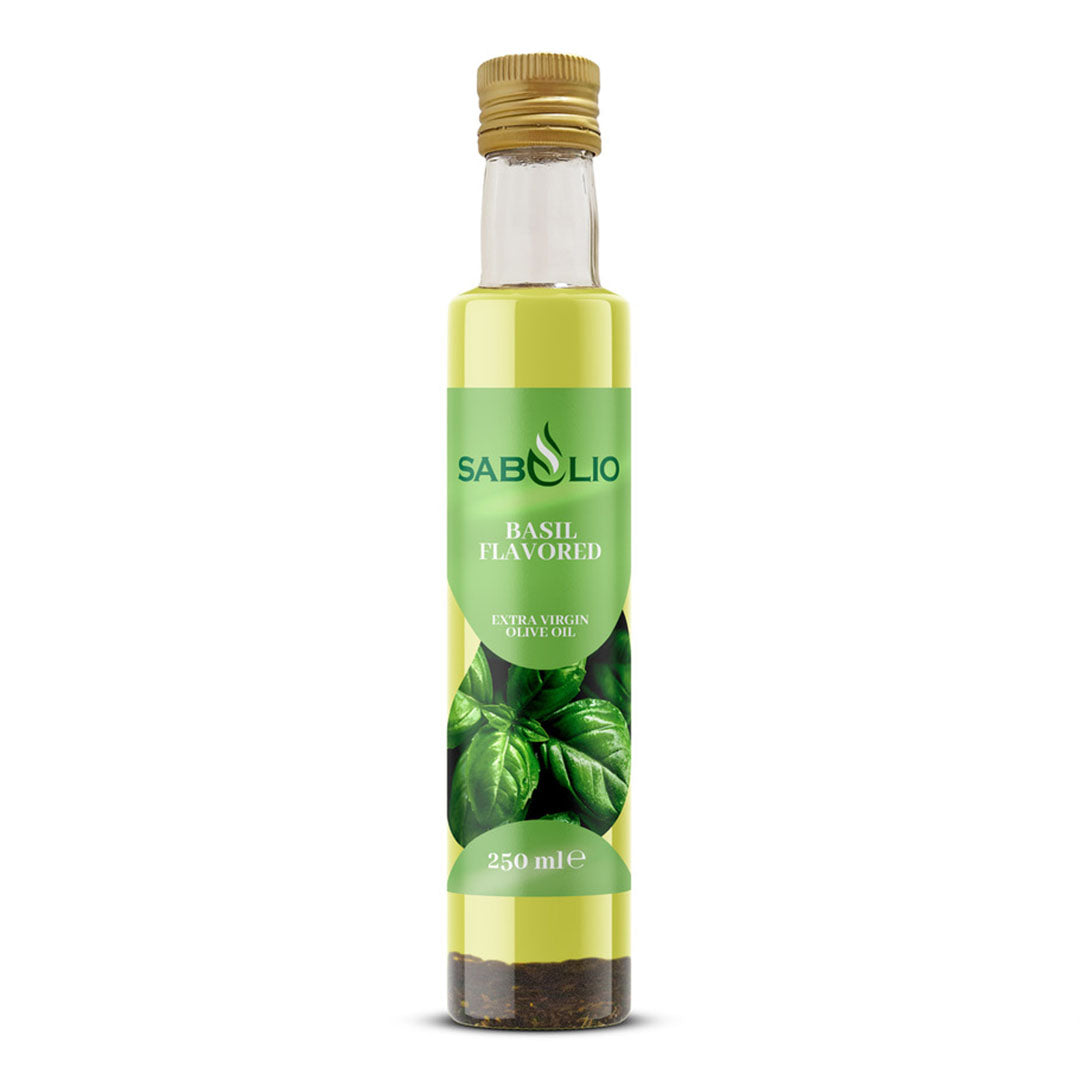 Basil flavored extra virgin olive oil